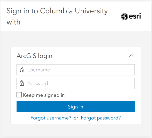 Enter your assigned AGOL User Name and Password