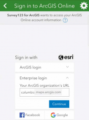 ArcGIS Online sign-in box - Enterprise login