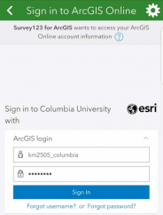 ArcGIS Online sign-in box